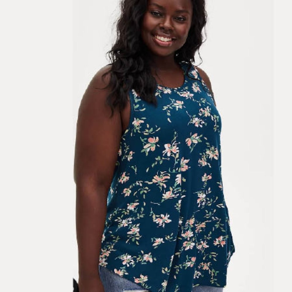 🖤3/$30🖤NWT Torrid Super Soft Teal Floral Crew Tank